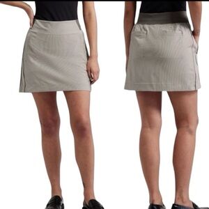 Athleta Striped Athletic Skort Golf Tennis Pockets Built-In Shorts Gray White 10